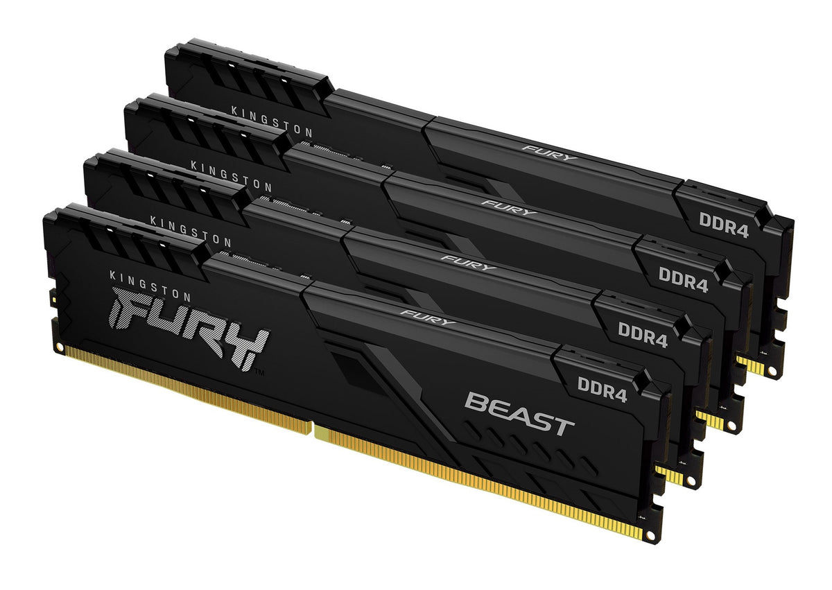 Memoria RAM Kingston Fury Beast 64 GB DDR4 3200 MT/s DIMM para PC kit de 4 (KF432C16BBK4/64)